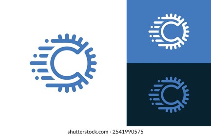 Initial letter C Gear Technology Data Network Logo Design 