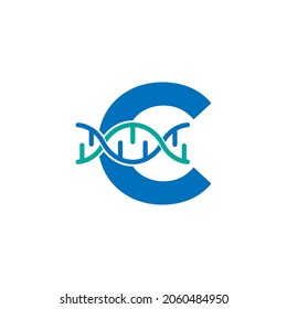 Letra inicial C Elemento de plantilla de diseño del logotipo del Adn genético del icono del Adn genético. Ilustración biológica