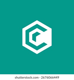 Initial Letter C Geometric Hexagon Logo Design Vector Template
