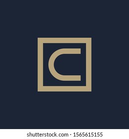 initial letter C geometric with square frame line art. Suitable for business consulting, studio, room, group, decoration, building, concept design. - vector