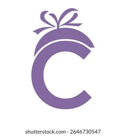 Initial Letter C Gift Logo Design For Event, Anniversary, Birthday and Party Symbol