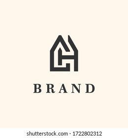 Formulario de letra inicial C y H como modelo de logotipo clásico de la propiedad inmobiliaria