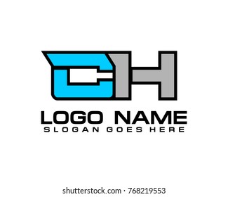 Initial letter C & H logo template vector