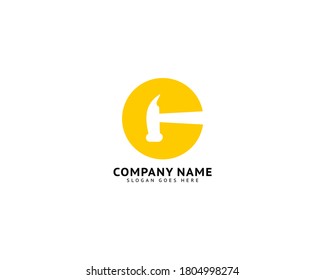 Initial Letter C Hammer Logo Design für Konstruktion, Fertigung und Reparatur