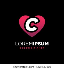 Initial Letter C with Heart or Love Symbol Logo Design