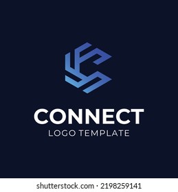Initial Letter C With Hexagon Circuit Logo Design