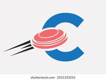 Initial Letter C Hockey Puck Logo Vector Template