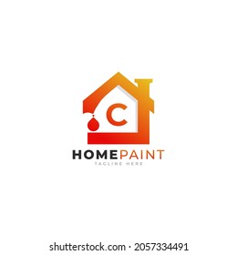 Initial Letter C Home Paint Real Estate Logo Design Inspiration