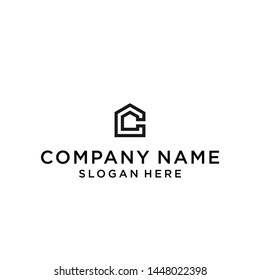 initial letter c house logo design vector illustration template