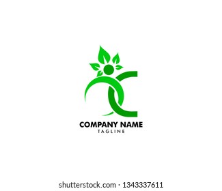 Initial letter C human abstract logo vector icon