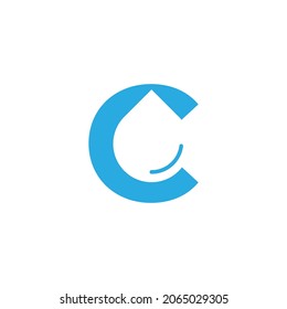 Initial Letter C Hydro Logo with Negative Space Water drop Icon Design Template Element