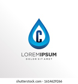 Initial Letter C inside Water Drop Logo Design