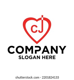 Initial letter C J logo vector design template LOVE