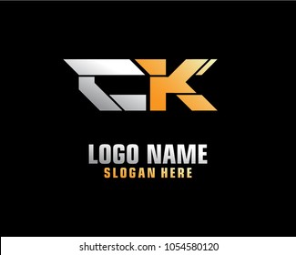 Initial letter C K logo template vector