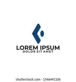 Initial letter C, L or K logo template with modern geometric connected icon in flat design monogram illustration