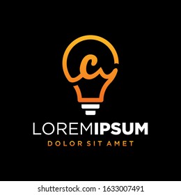 Initial Letter C with Lamp or Idea Logo Design Concept