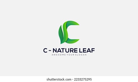 Initial Letter C leaf Icon Logo design illustration