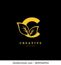 Initial letter C with leaf logo vector concept element, letter C logo with Organic leaf. Fit for company, product label, badge, or business.