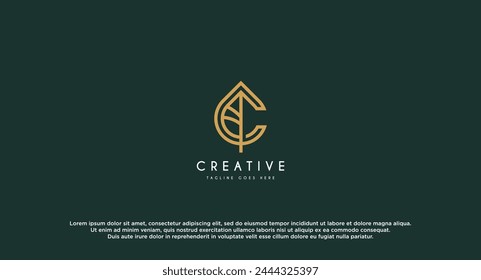 Initial Letter C leaf logo design vector illustration.