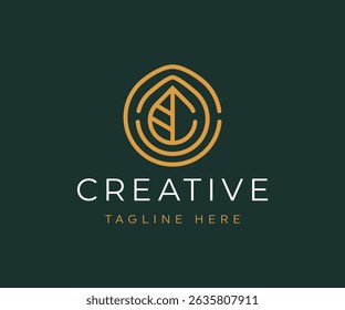 Initial Letter C leaf logo design vector