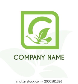 Initial Letter C with Leaves for Green Nature, Environment, Eco Friendly, Agriculture, Gardening, Lawn Service Company Logo Design Concept