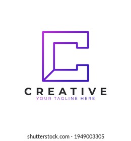 Initial Letter C line logo design. Geometric Line Style. Graphic alphabet symbol. Usable for Business and Branding Logos. Flat Vector Logo Design Ideas Template Element. Eps10 Vector