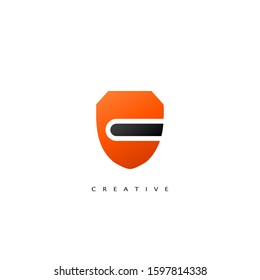 Initial Letter C Logo Abstract Techno Shield Vector Design Concept.
