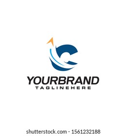 initial letter C logo with arrow shape, letter B travel business logo template
