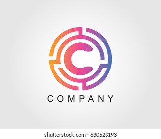 Initial Letter C Logo with Circle Colorful