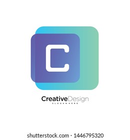 Initial letter C logo with colorful circle background, letter combination logo design for creative industry, web, business and company. - Vector