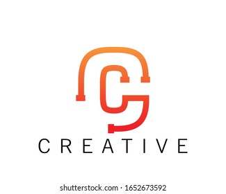 Initial Letter C logo Connected symbol. Icon vector illustration.