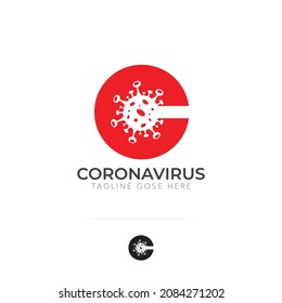 Initial letter C logo for Coronavirus, Covid-19 logo. Vector concept abstract illustration, coronavirus sing isolated on white background