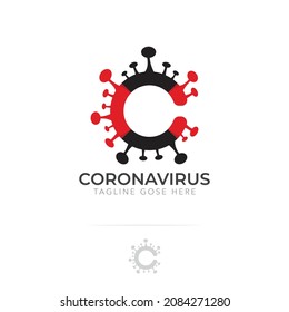 Initial letter C logo for Coronavirus, Covid-19 logo. Vector concept abstract illustration, coronavirus sing isolated on white background