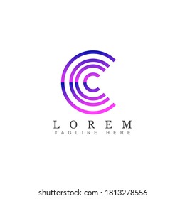 diseño del logotipo de letra inicial C con estilo de vector de línea