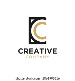 Initial letter C logo design using circle and square