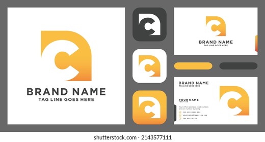 Plantilla vectorial de diseño del logotipo de la letra inicial C. Diseño de logotipo de Creative C con plantilla de diseño de tarjeta de visita