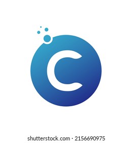 Diseño del logotipo de la letra inicial C con círculo y punto. C Plantilla de vectores de diseño de logotipos.