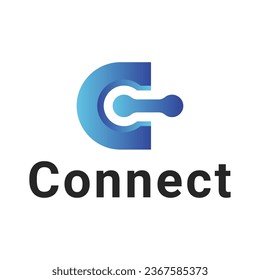 Initial Letter C Logo Design Tech C Connect Logotype