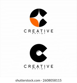 Initial letter C logo design with star and water drop symbols.