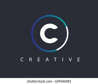 Initial Letter C logo Design Template With Circle Colored