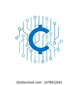 initial letter c logo e currency or cryptocurrency vector