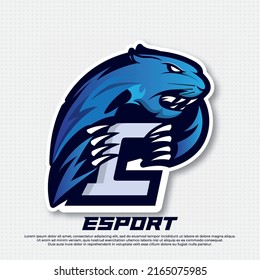 Initial letter C logo esport design, Panther esport logo design, Tiger mascot sport logo design