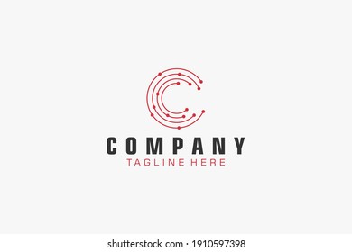 Initial Letter C Logo.  Geometric Line isolated. Usable for Business, Building and Technology Logos. Flat Vector Logo Design Template Element.
