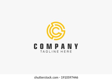 Initial Letter C Logo.  Geometric Line isolated. Usable for Business, Building and Technology Logos. Flat Vector Logo Design Template Element.