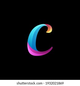 initial letter c logo and gradient vibrant colorful glossy