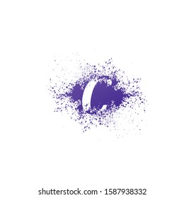 Initial  Letter C Logo Icon Abstract  Ink Splatter. Purple  splash  with hidden letter logo icon vector design concept