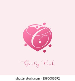 Initial Letter C logo icon love pink, vector design design concept girly heart love with letter logo icon.