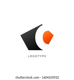 Initial Letter C logo icon. Vector design concept abstract techno geometrical shape with negative letter C logo icon.