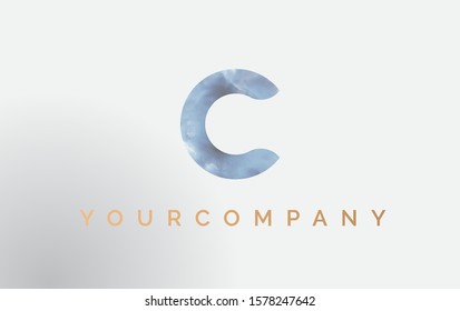Initial letter C Logo Isolated on blue. Vector Smoke