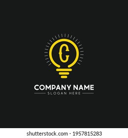 Initial Letter C Logo And Light Bulb Bright Logo In Yellow Colors With Editable Vector File